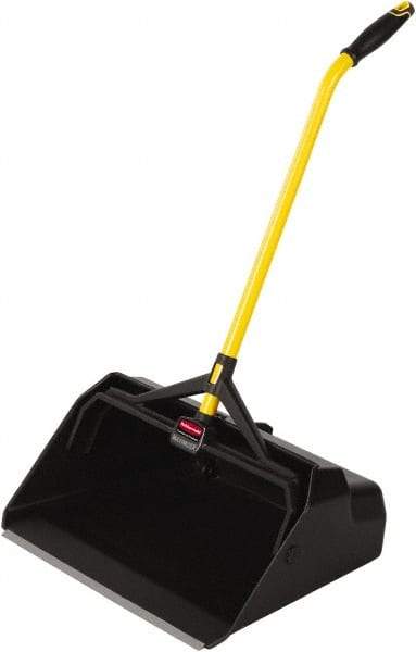 Rubbermaid - 20-7/16" Wide x 29" Deep x 11" High Handheld Dustpan - Plastic Body, 27" Handle, Black - Industrial Tool & Supply