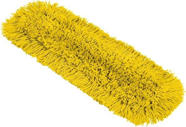 Rubbermaid - 25-1/4" Long x 5-1/2" Wide Cotton Blend Dust Mop Pad - Hook & Loop, Yellow, Rectangular Head, Launderable - Industrial Tool & Supply