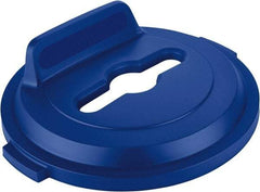 Rubbermaid - Round Lid for Use with 32 Gal Round Recycle Containers - Blue, Polyethylene, For Brute Trash Cans - Industrial Tool & Supply