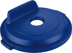 Rubbermaid - Round Lid for Use with 32 Gal Round Recycle Containers - Blue, Polyethylene, For Brute Trash Cans - Industrial Tool & Supply