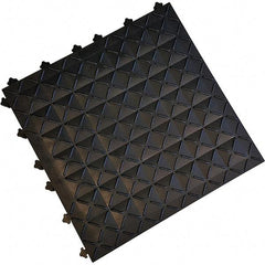 Ergo Advantage - 18" Long x 18" Wide x 1" Thick, Anti-Fatigue Modular Matting Anti-Fatigue Flooring - 2 Interlocking Sides, Black, For Dry Areas - Industrial Tool & Supply