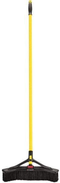 Rubbermaid - 18" Medium Duty Synthetic Push Broom - 3" Bristle Length, Foam Block, Threaded Handle Connection, Handle Included - Industrial Tool & Supply