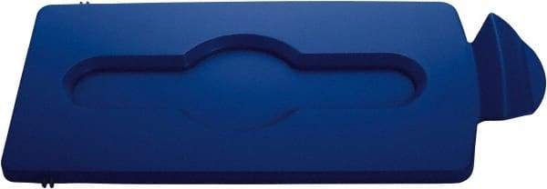 Rubbermaid - Rectangle Lid for Use with 23 Gal Rectangular Recycle Containers - Blue, Polypropylene, For Slim Jim Trash Cans - Industrial Tool & Supply