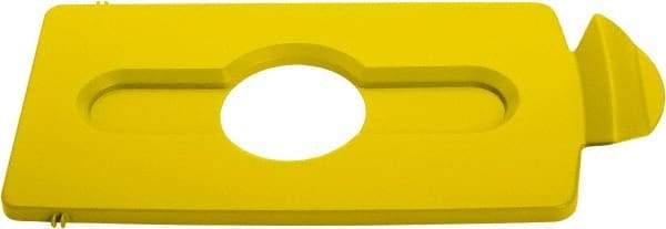 Rubbermaid - Rectangle Lid for Use with 23 Gal Rectangular Recycle Containers - Yellow, Polypropylene, For Slim Jim Trash Cans - Industrial Tool & Supply