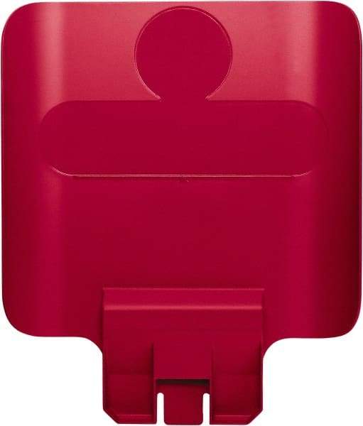 Rubbermaid - Square Lid for Use with 23 Gal Rectangular Recycle Containers - Red, Polypropylene, For Slim Jim Trash Cans - Industrial Tool & Supply