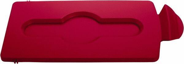 Rubbermaid - Rectangle Lid for Use with 23 Gal Rectangular Recycle Containers - Red, Polypropylene, For Slim Jim Trash Cans - Industrial Tool & Supply