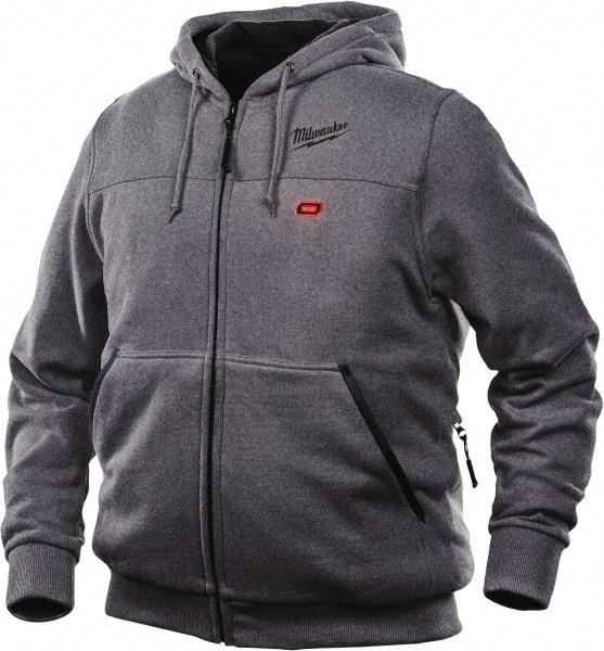 Milwaukee Tool - Size L Heated Sweatshirt - Gray, Polyester, Zipper Closure, 42 to 44" Chest - Industrial Tool & Supply