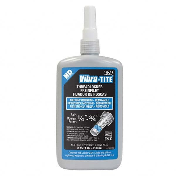 Vibra-Tite - 250 mL Bottle, Blue, Medium Strength Threadlocker - Industrial Tool & Supply