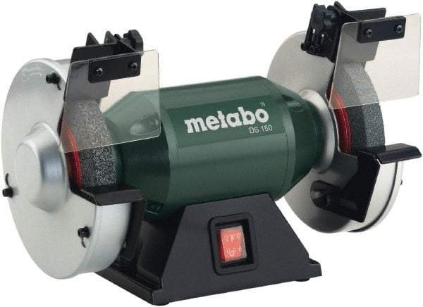 Metabo - 6" Wheel Diam x 3/4" Wheel Width, 0.4 hp Bench Grinder - 1/2" Arbor Hole Diam, 1 Phase, 3,570 Max RPM, 120 Volts - Industrial Tool & Supply