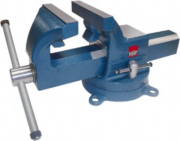 Bessey - 5" Jaw Width, 6-1/2" Opening Capacity, 3" Throat Depth, Steel Swivel Bench Vise - Bolt Down Base Attachment - Industrial Tool & Supply
