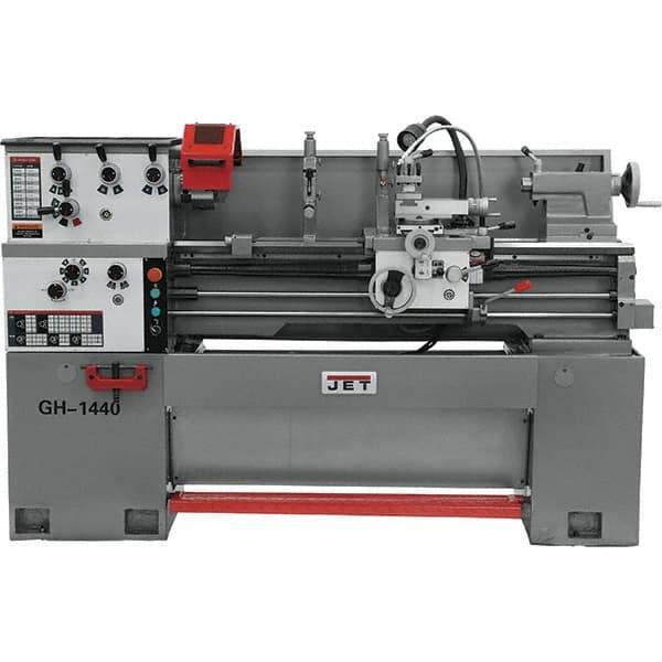 Jet - 14" Swing, 40" Between Centers, 230 Volt, Single Phase Bench Lathe - 5MT Taper, 3 hp, 40 to 1,800 RPM, 1-1/2" Bore Diam, 30" Deep x 56-1/2" High x 74.8" Long - Industrial Tool & Supply