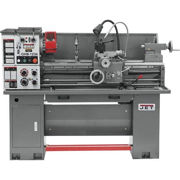 Jet - 12" Swing, 33" Between Centers, 230 Volt, Single Phase Bench Lathe - 5MT Taper, 2 hp, 75 to 1,400 RPM, 1-9/16" Bore Diam, 30" Deep x 58" High x 66" Long - Industrial Tool & Supply