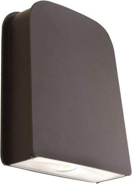 SYLVANIA - 13 Watt, 1,400 Lumen, 5,000°K, 120-277 Volt, LED Wall Pack Light Fixture - Clear Glass Lens, Aluminum Housing, Bronze (Color), Wall Mount, 8" High - Industrial Tool & Supply