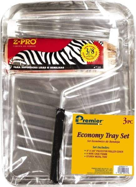 Premier Paint Roller - 3/8" Nap, Wall Paint Roller Set - 10" Wide, Steel Frame, Includes Paint Tray, Roller Cover & Frame - Industrial Tool & Supply
