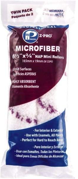 Premier Paint Roller - 3/4" Nap, 6" Wide Paint Mini Roller Covers - Rough Texture, Microfiber - Industrial Tool & Supply