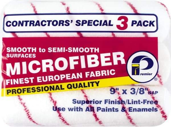 Premier Paint Roller - 3/8" Nap, 9" Wide Paint Roller Cover - Semi-Smooth Texture, Microfiber - Industrial Tool & Supply