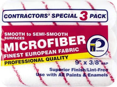 Premier Paint Roller - 3/8" Nap, 9" Wide Paint Roller Cover - Semi-Smooth Texture, Microfiber - Industrial Tool & Supply