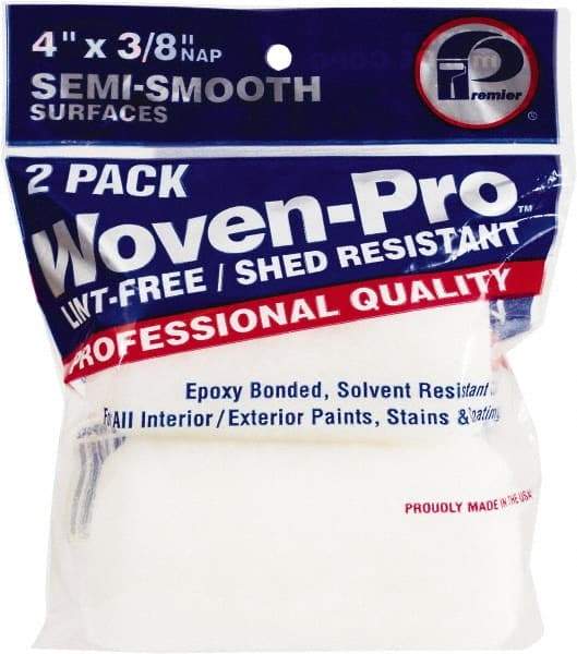 Premier Paint Roller - 3/8" Nap, 4" Wide Paint Roller Cover - Semi-Smooth Texture, Woven & Polyester - Industrial Tool & Supply