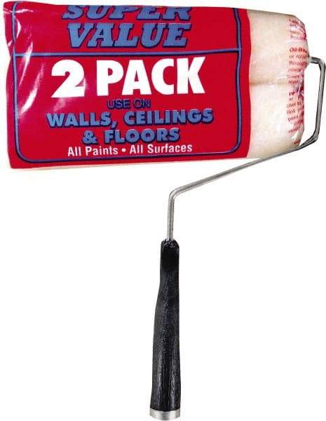 Premier Paint Roller - 12" Long, 3/8" Nap, Wall Roller & Frame Combo - 9" Wide, Plastic Frame, Includes Roller Cover & Frame - Industrial Tool & Supply