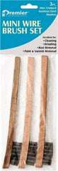 Premier Paint Roller - 3 Piece Stainless Steel Surface Preparation Wire Brush - 1/2" Bristle Length, 1/2" Wide, 8" OAL, Wood Block, Straight Wood Handle - Industrial Tool & Supply