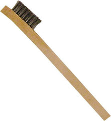 Premier Paint Roller - Stainless Steel Surface Preparation Wire Brush - 1/2" Bristle Length, 1/2" Wide, 8" OAL, Wood Block, Straight Wood Handle - Industrial Tool & Supply