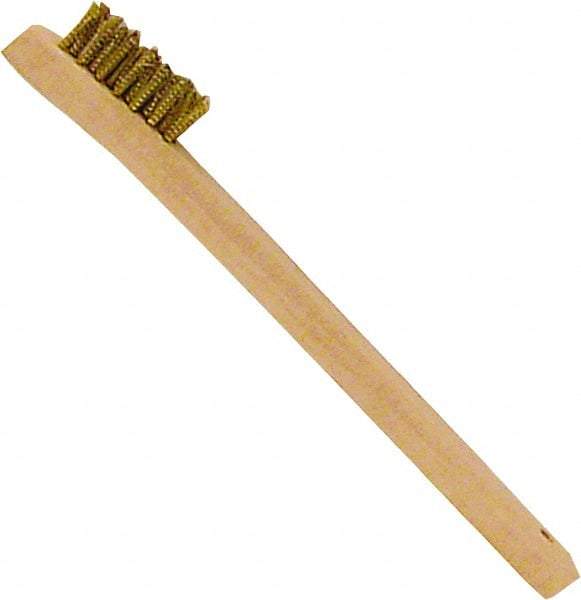 Premier Paint Roller - Brass Surface Preparation Wire Brush - 1/2" Bristle Length, 1/2" Wide, 8" OAL, Wood Block, Straight Wood Handle - Industrial Tool & Supply