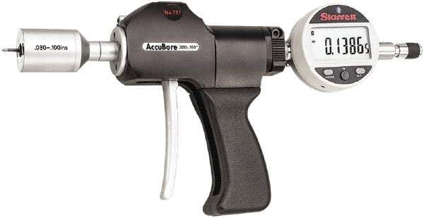 Starrett - Electronic Bore Gages Type: Pistol Grip Electronic Bore Gage Minimum Measurement (Decimal Inch): 0.0800 - Industrial Tool & Supply