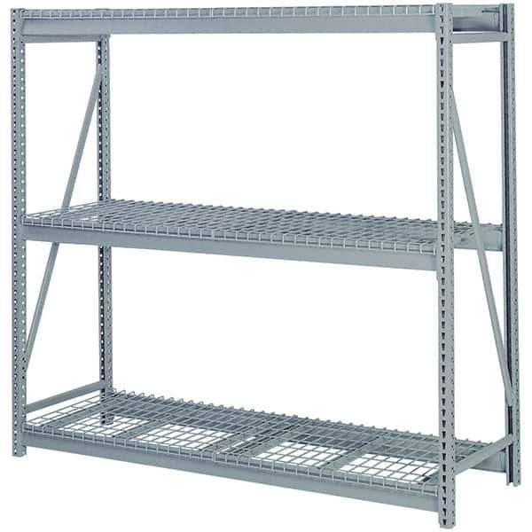 Lyon - 3 Shelf Starter Waterfall Wire Steel Shelving - 10,000 Lb Capacity, 96" Wide x 84" High x 24" Deep, Dove Gray - Industrial Tool & Supply