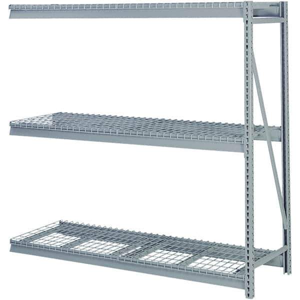 Lyon - 4 Shelf Add-On Waterfall Wire Steel Shelving - 10,000 Lb Capacity, 72" Wide x 96" High x 36" Deep, Dove Gray - Industrial Tool & Supply