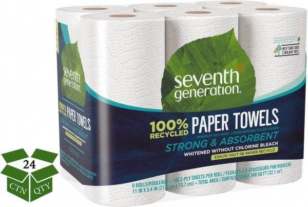 Seventh Generation - Perforated Roll of 2 Ply White Paper Towels - 11" Wide, No Added Dyes or Fragrances, 100% Recycled - Industrial Tool & Supply