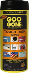 Goo Gone - Pre-Moistened General Purpose Wipes - Canister, 7" x 8" Sheet Size, White - Industrial Tool & Supply