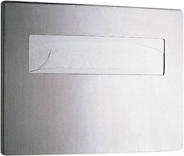 Bobrick - 250 Capacity Satin Stainless Steel Finish Stainless Steel Toilet Seat Cover Dispenser - 11-1/4" High x 15-3/4" Wide 2-/4" Deep, Holds 2 Half Fold Sleeves - Industrial Tool & Supply