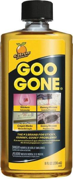 Goo Gone - 8 oz Bottle Adhesive Remover - Removes Adhesives, Gum, Tar, Crayon, Scuff Marks, Wax, Sap - Industrial Tool & Supply