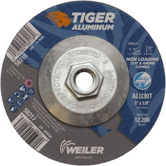 Weiler - 5" 30 Grit Aluminum Oxide/Silicon Carbide Blend Cutoff Wheel - 1/8" Thick, 5/8-11 Arbor, 12,200 Max RPM, Use with Angle Grinders - Industrial Tool & Supply