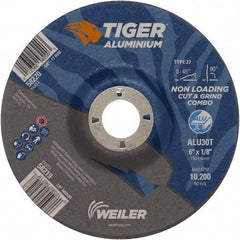 Weiler - 6" 30 Grit Aluminum Oxide/Silicon Carbide Blend Cutoff Wheel - 1/8" Thick, 7/8" Arbor, 10,200 Max RPM, Use with Angle Grinders - Industrial Tool & Supply