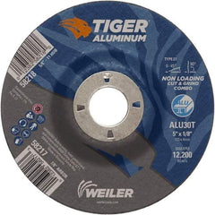 Weiler - 5" 30 Grit Aluminum Oxide/Silicon Carbide Blend Cutoff Wheel - 1/8" Thick, 7/8" Arbor, 12,200 Max RPM, Use with Angle Grinders - Industrial Tool & Supply