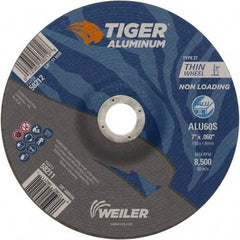 Weiler - 7" 60 Grit Aluminum Oxide/Silicon Carbide Blend Cutoff Wheel - 0.06" Thick, 7/8" Arbor, 8,500 Max RPM, Use with Angle Grinders - Industrial Tool & Supply