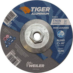 Weiler - 6" 60 Grit Aluminum Oxide/Silicon Carbide Blend Cutoff Wheel - 0.045" Thick, 5/8-11 Arbor, 10,200 Max RPM, Use with Angle Grinders - Industrial Tool & Supply