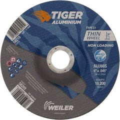 Weiler - 6" 60 Grit Aluminum Oxide/Silicon Carbide Blend Cutoff Wheel - 0.045" Thick, 7/8" Arbor, 10,200 Max RPM, Use with Angle Grinders - Industrial Tool & Supply