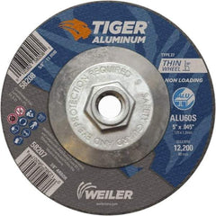 Weiler - 5" 60 Grit Aluminum Oxide/Silicon Carbide Blend Cutoff Wheel - 0.045" Thick, 5/8-11 Arbor, 12,200 Max RPM, Use with Angle Grinders - Industrial Tool & Supply