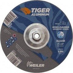 Weiler - 9" 24 Grit Aluminum Oxide/Silicon Carbide Blend Cutoff Wheel - 1/4" Thick, 5/8-11 Arbor, 6,600 Max RPM, Use with Angle Grinders - Industrial Tool & Supply