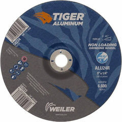 Weiler - 9" 24 Grit Aluminum Oxide/Silicon Carbide Blend Cutoff Wheel - 1/4" Thick, 7/8" Arbor, 6,600 Max RPM, Use with Angle Grinders - Industrial Tool & Supply