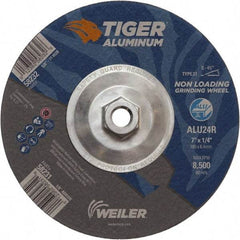 Weiler - 7" 24 Grit Aluminum Oxide/Silicon Carbide Blend Cutoff Wheel - 1/4" Thick, 5/8-11 Arbor, 8,500 Max RPM, Use with Angle Grinders - Industrial Tool & Supply