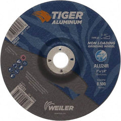 Weiler - 7" 24 Grit Aluminum Oxide/Silicon Carbide Blend Cutoff Wheel - 1/4" Thick, 7/8" Arbor, 8,500 Max RPM, Use with Angle Grinders - Industrial Tool & Supply