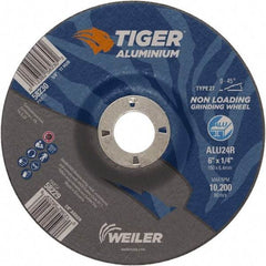 Weiler - 6" 24 Grit Aluminum Oxide/Silicon Carbide Blend Cutoff Wheel - 1/4" Thick, 7/8" Arbor, 10,200 Max RPM, Use with Angle Grinders - Industrial Tool & Supply