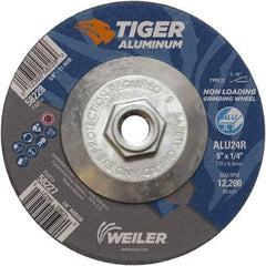 Weiler - 5" 24 Grit Aluminum Oxide/Silicon Carbide Blend Cutoff Wheel - 1/4" Thick, 5/8-11 Arbor, 12,200 Max RPM, Use with Angle Grinders - Industrial Tool & Supply