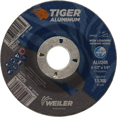 Weiler - 4-1/2" 24 Grit Aluminum Oxide/Silicon Carbide Blend Cutoff Wheel - 1/4" Thick, 7/8" Arbor, 13,300 Max RPM, Use with Angle Grinders - Industrial Tool & Supply