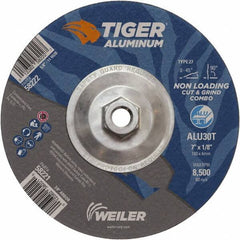 Weiler - 7" 30 Grit Aluminum Oxide/Silicon Carbide Blend Cutoff Wheel - 1/8" Thick, 5/8-11 Arbor, 8,500 Max RPM, Use with Angle Grinders - Industrial Tool & Supply