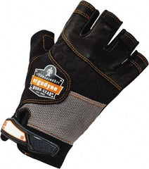 Ergodyne - Size 2XL (11) Polyester Blend Work Gloves - Palm Coated, Hook & Loop Cuff, Half Fingered, Black, Paired - Industrial Tool & Supply