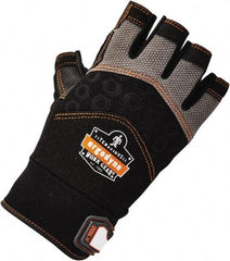 Ergodyne - Size XL (10) Polyester Blend Work Gloves - Palm Coated, Hook & Loop Cuff, Half Fingered, Black, Paired - Industrial Tool & Supply